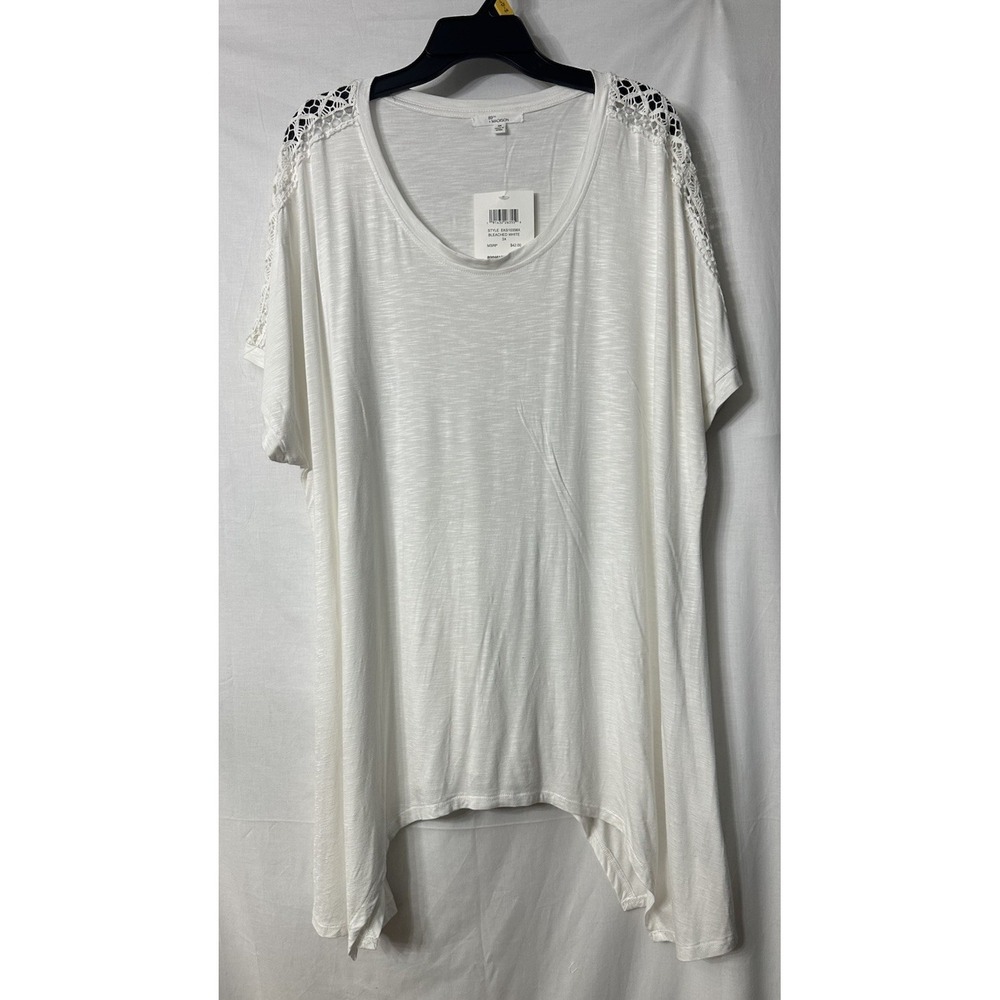 NWT 89th + Madison Womens Short Sleeve White Lace Pullover Top Shirt Plus 3X